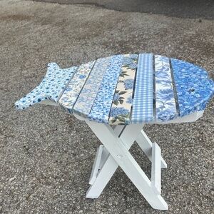 Accents | Adorable Handmade Hues Of Blue Fish Accent Table | Poshmark